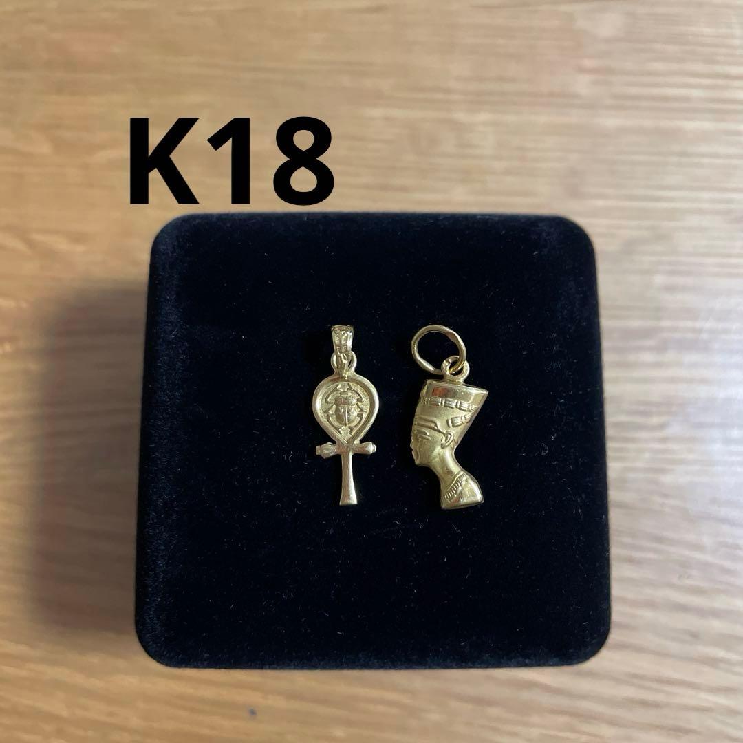 K18 ペンダントトップ　スカラベ　ネフェルティティ　エジプト