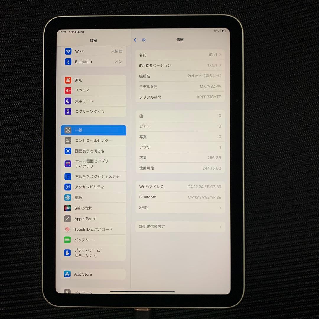 iPad mini (第６世代) Wi-Fi 256GB スターライト