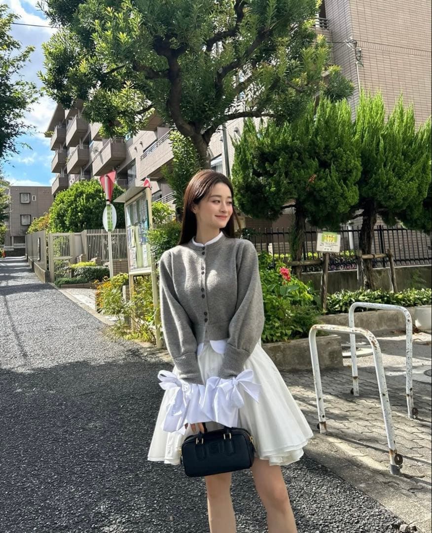 bibiy ANGELIQUE KNIT グレー カーディガン