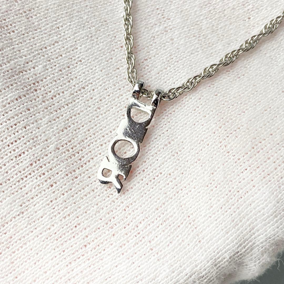 美品 DIOR ディオール ロゴ ネックレス シルバー