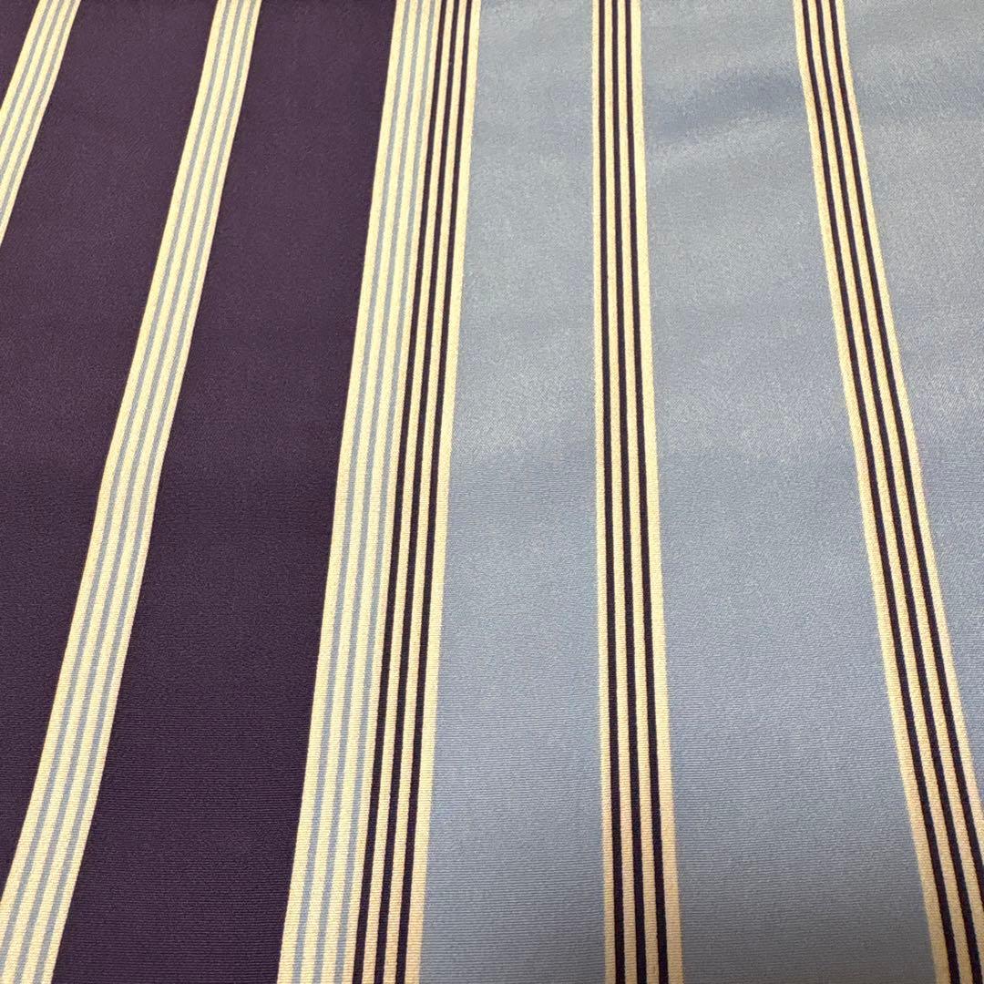 【新品】長襦袢反物　絹100% パープル✖️ライトブルー　ストライプ