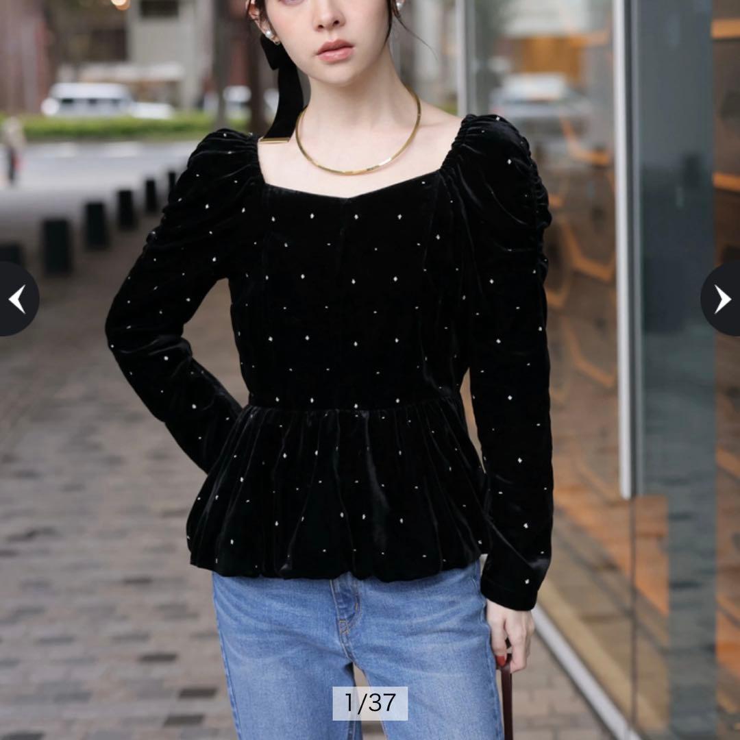 【新品未使用】Rirandrure ベロア刺繍ペプラムブラウス　人気完売