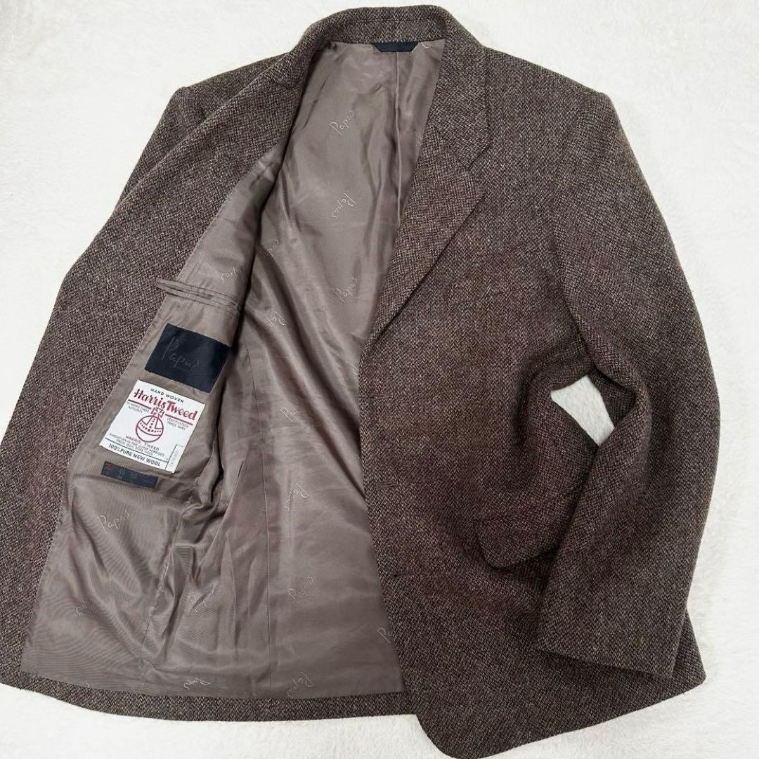 極美品✨パパス ハリスツイード テーラードジャケット ブラウン ツイード生地