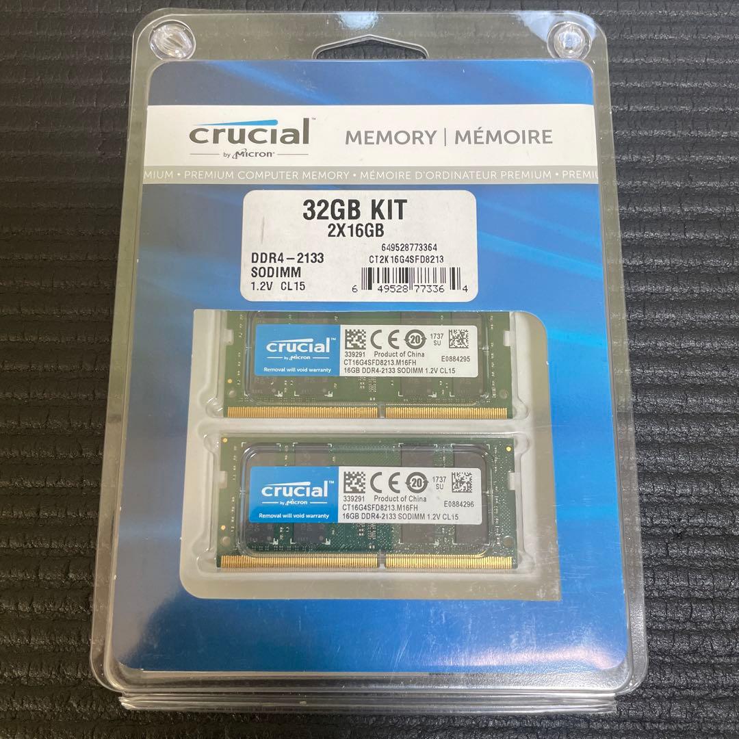 CrucialMicron製DDR4ノートPC用メモリー32GB(16GBx2)