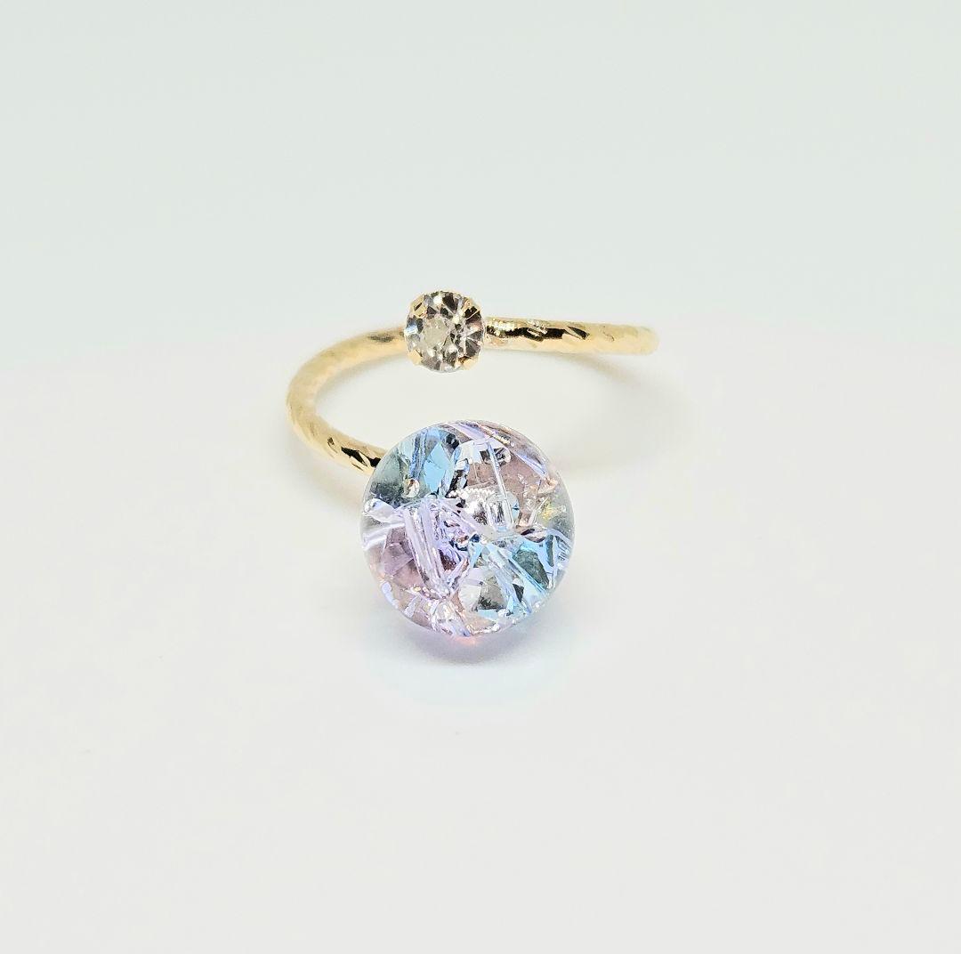 1675.スワロ入り♡ ドーム型レジンリング♡