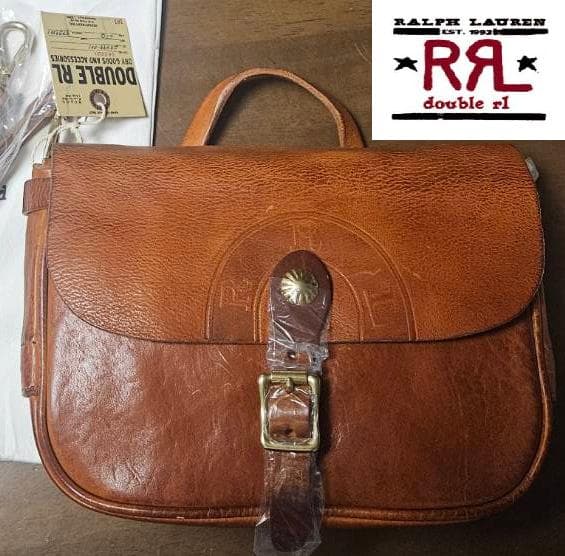 【新品未使用】DOUBLE RL本牛革メッセンジャーバック/ ブラウン