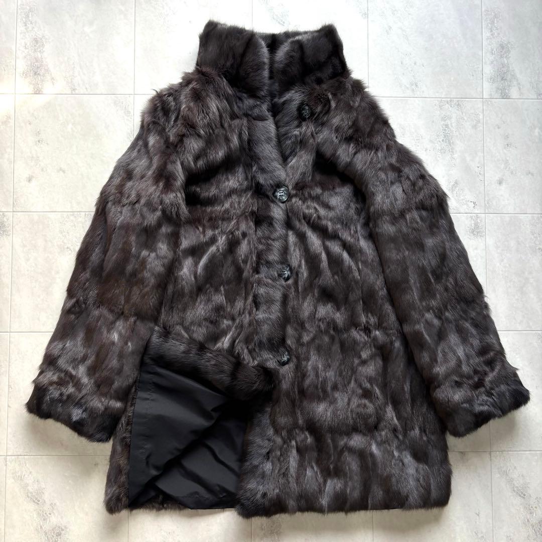 【豪華】バルマン ロシアンリス リバーシブルコート シルク グレージュ 15号