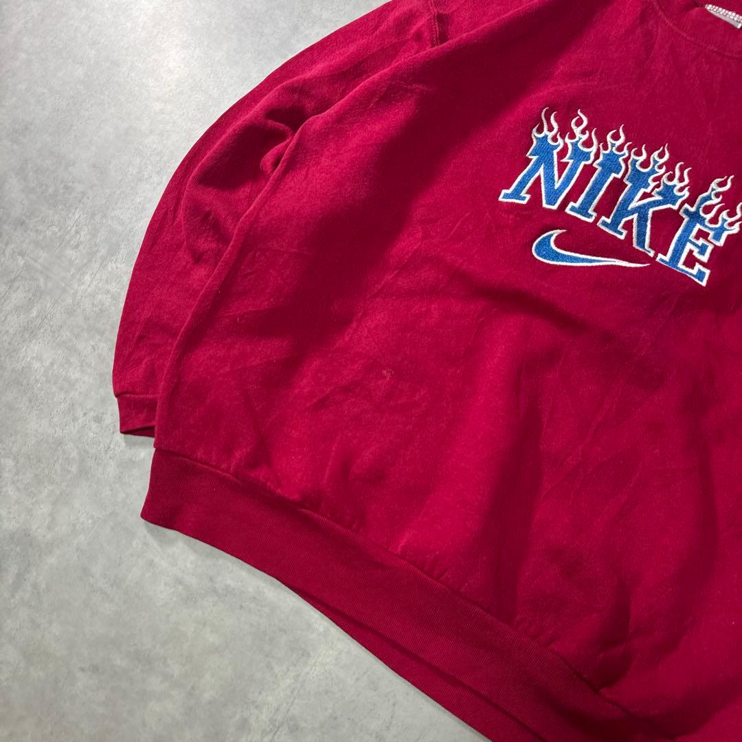NIKE 90s スウェット トレーナー 刺繍ロゴ ファイヤー レッド M
