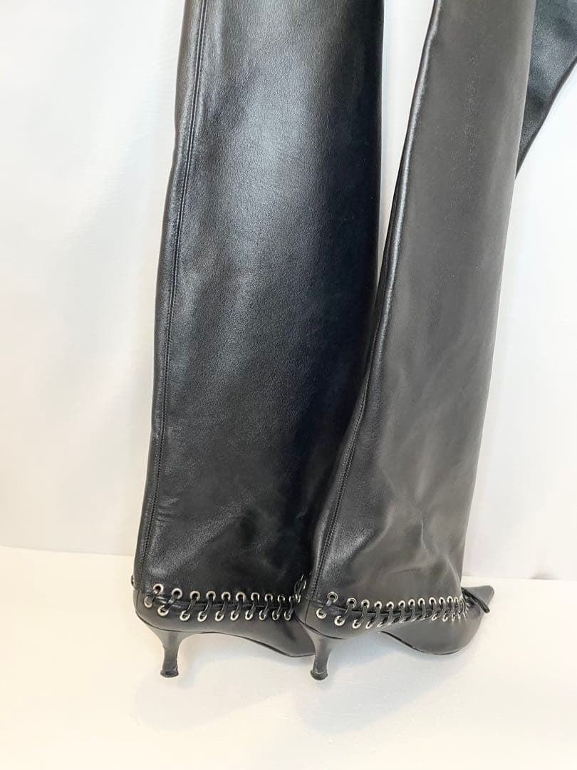 ALL-IN ブラック Level サイハイ ソフトレザー ロングブーツ