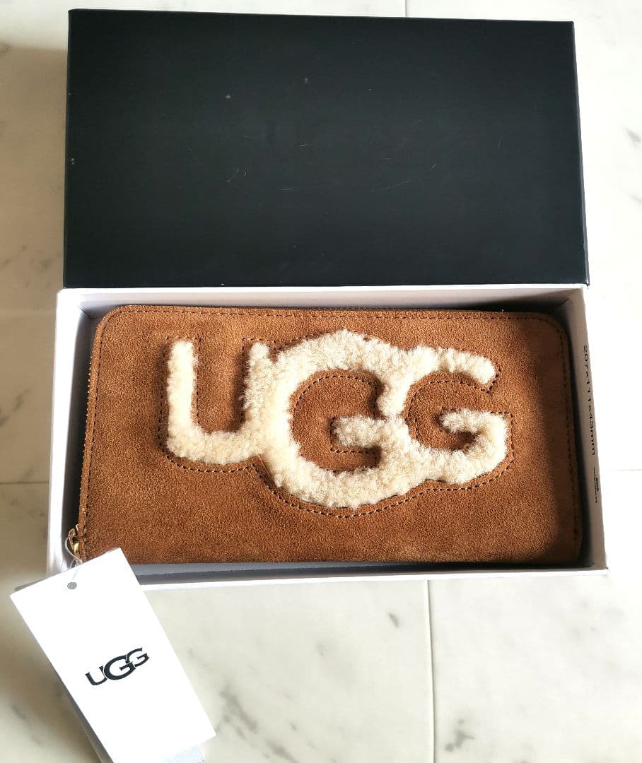 【新品・未使用】UGG スウェード ウォレット ブラウン ベージュ ファー