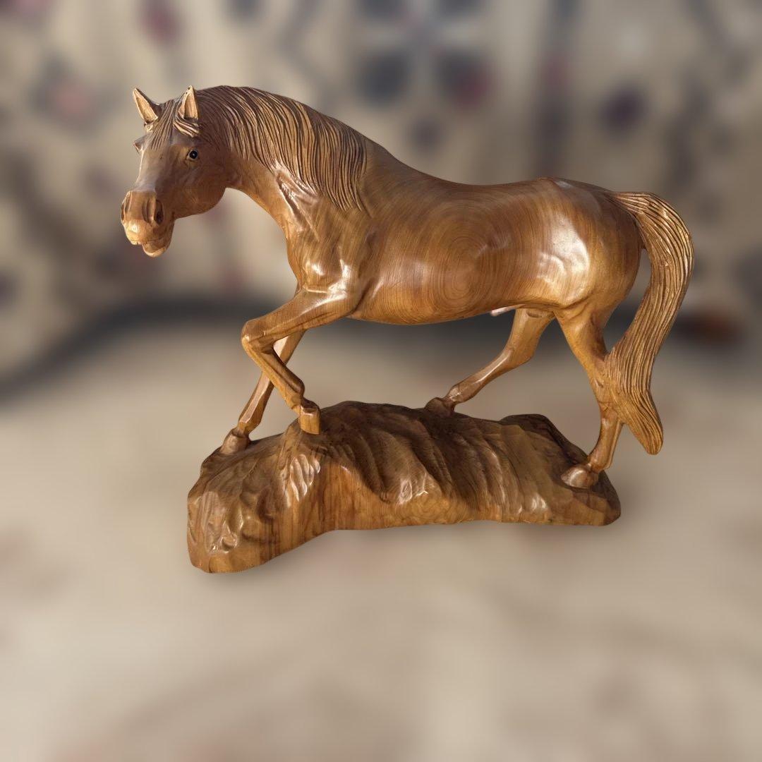 レトロ 木製 馬 ウッド オブジェ ホース 木彫り