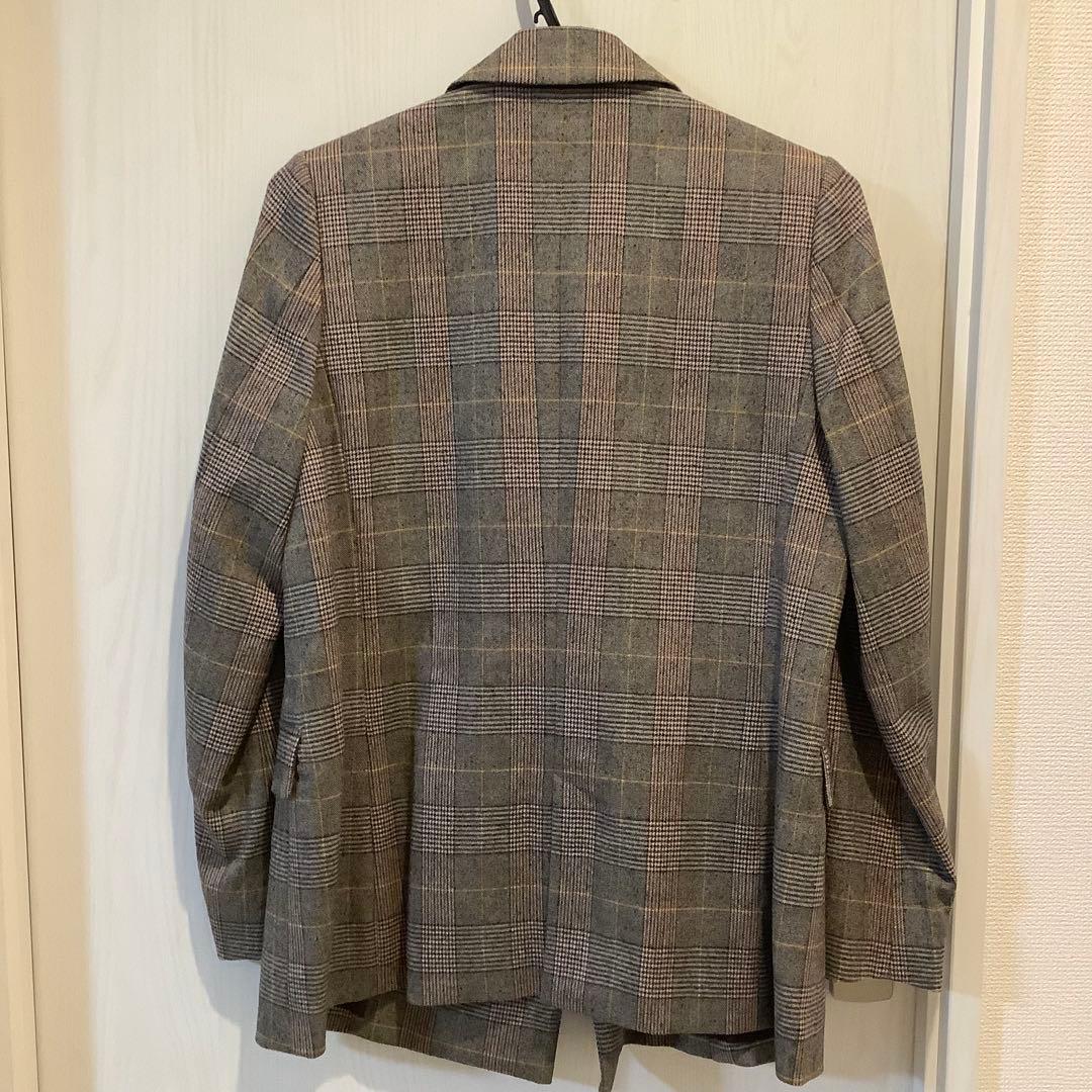 Spick & Spanチェッククロス ピークドジャケット 茶