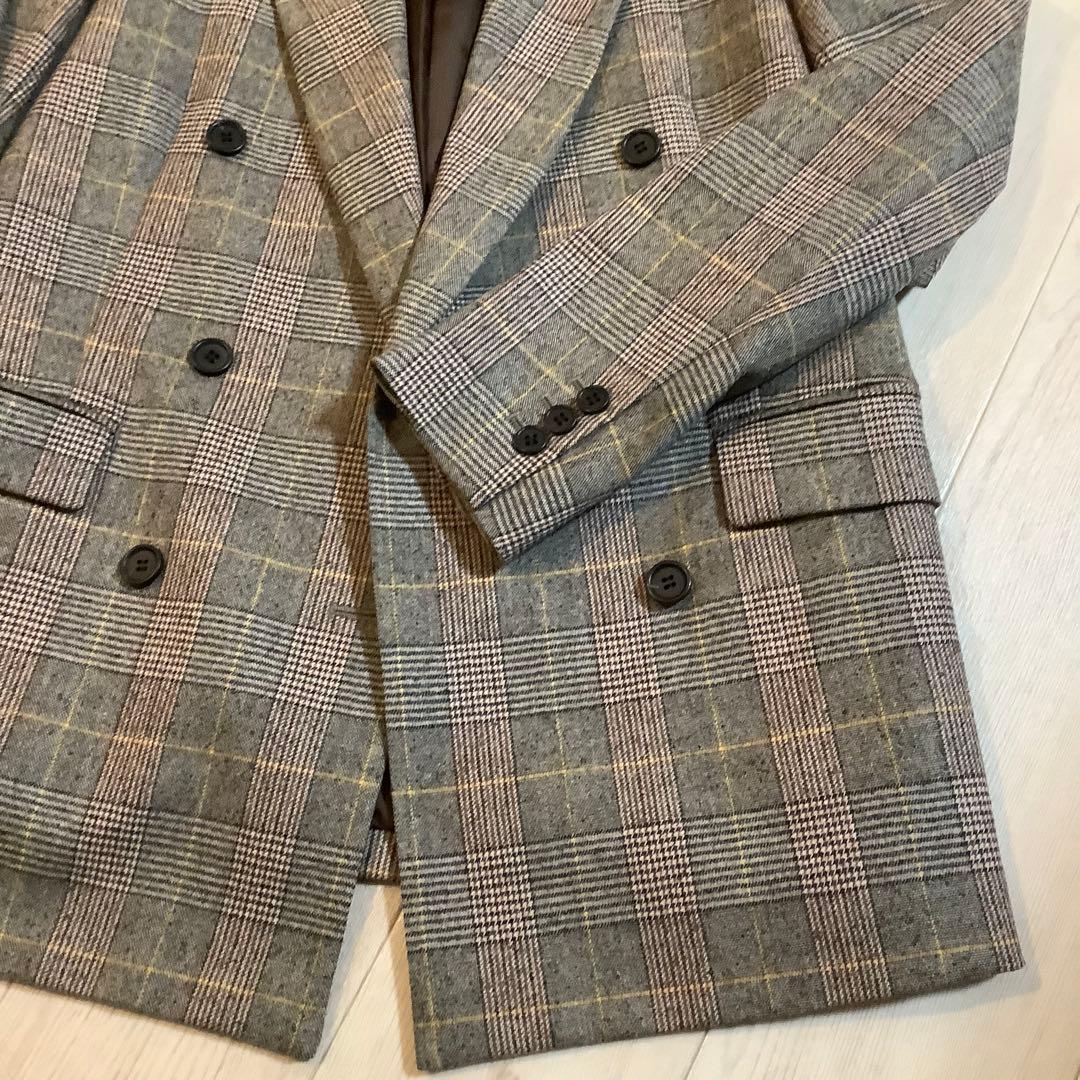 Spick & Spanチェッククロス ピークドジャケット 茶
