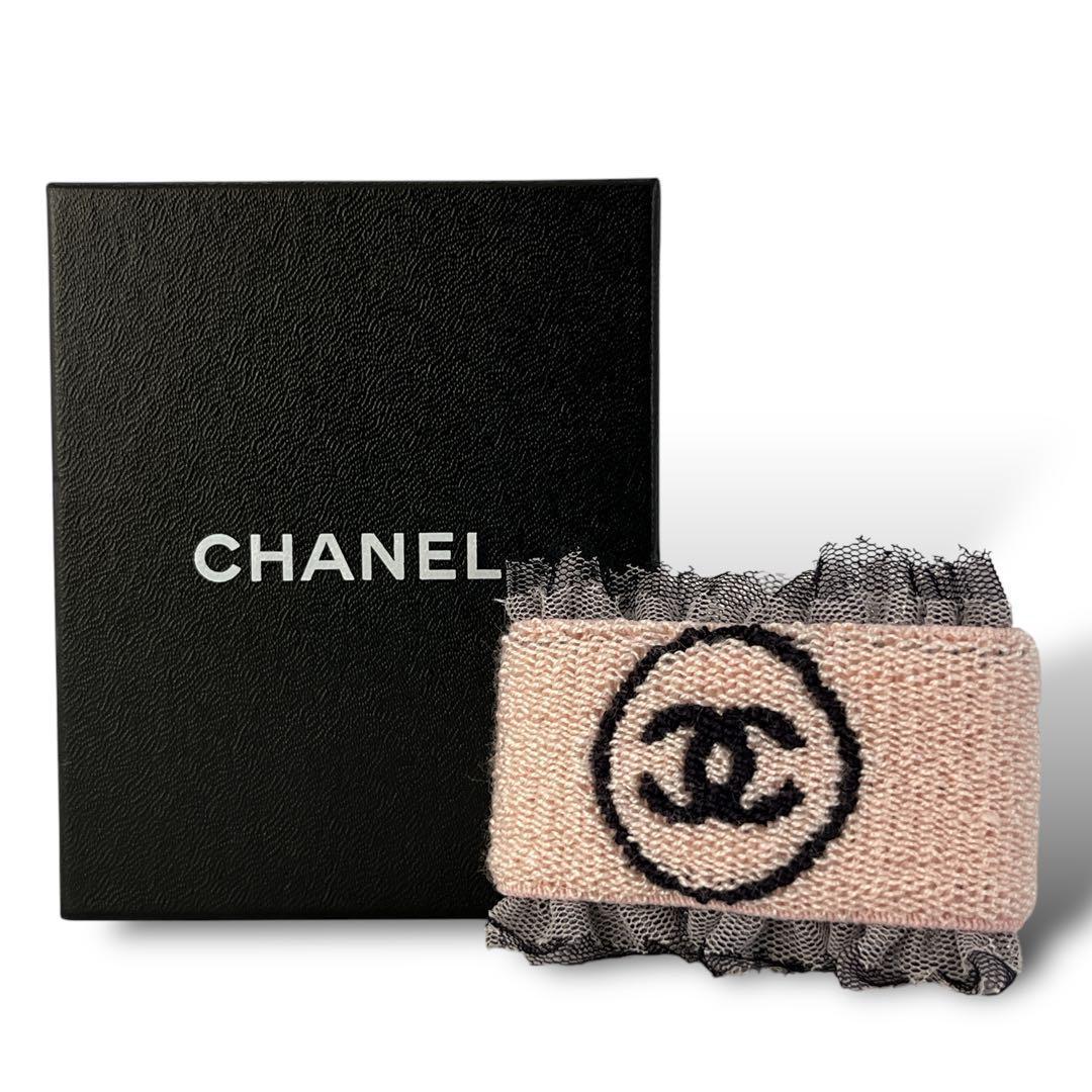 美品　CHANEL シャネル　リストバンド　ココマーク　パイル　レース　フリル