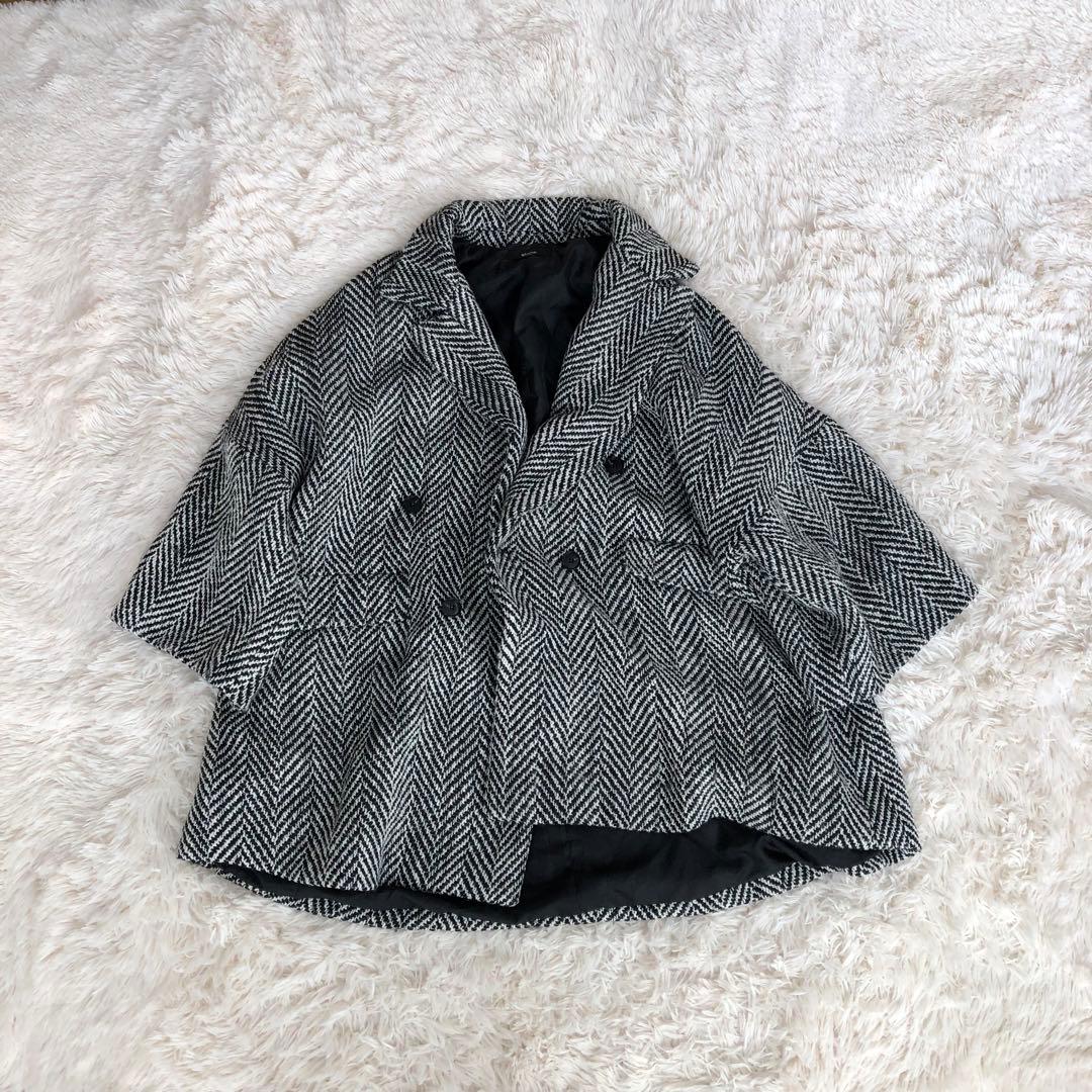 Glambグラムヘリンボーンビッグジャケットウール混