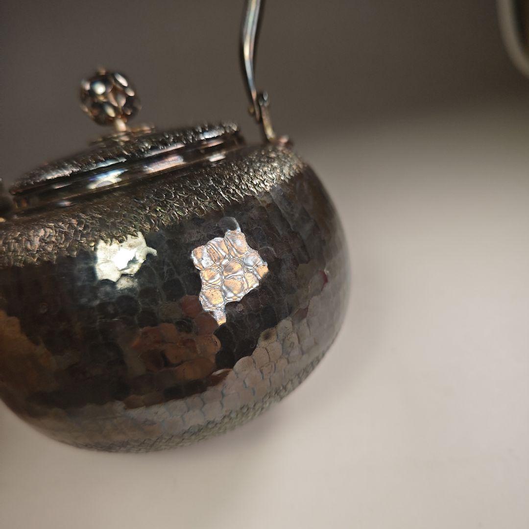 ウ303 急須『銀川堂　峰斎作』『燻銀　いぶし銀　水注　薬缶』茶道具　銅製