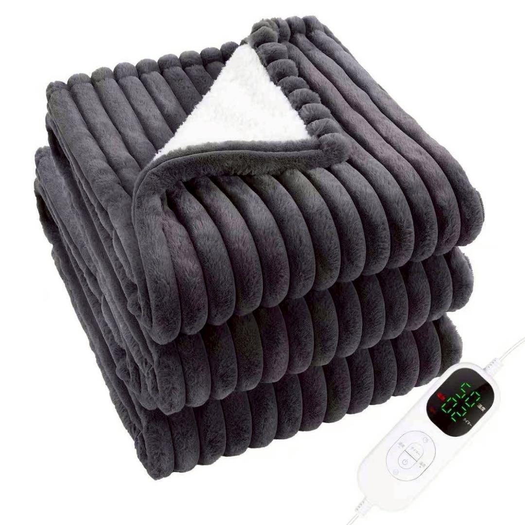 お買い得⭐️ 電気毛布 電気ブランケット 速暖 大判 ふわふわ グレー 2枚セット