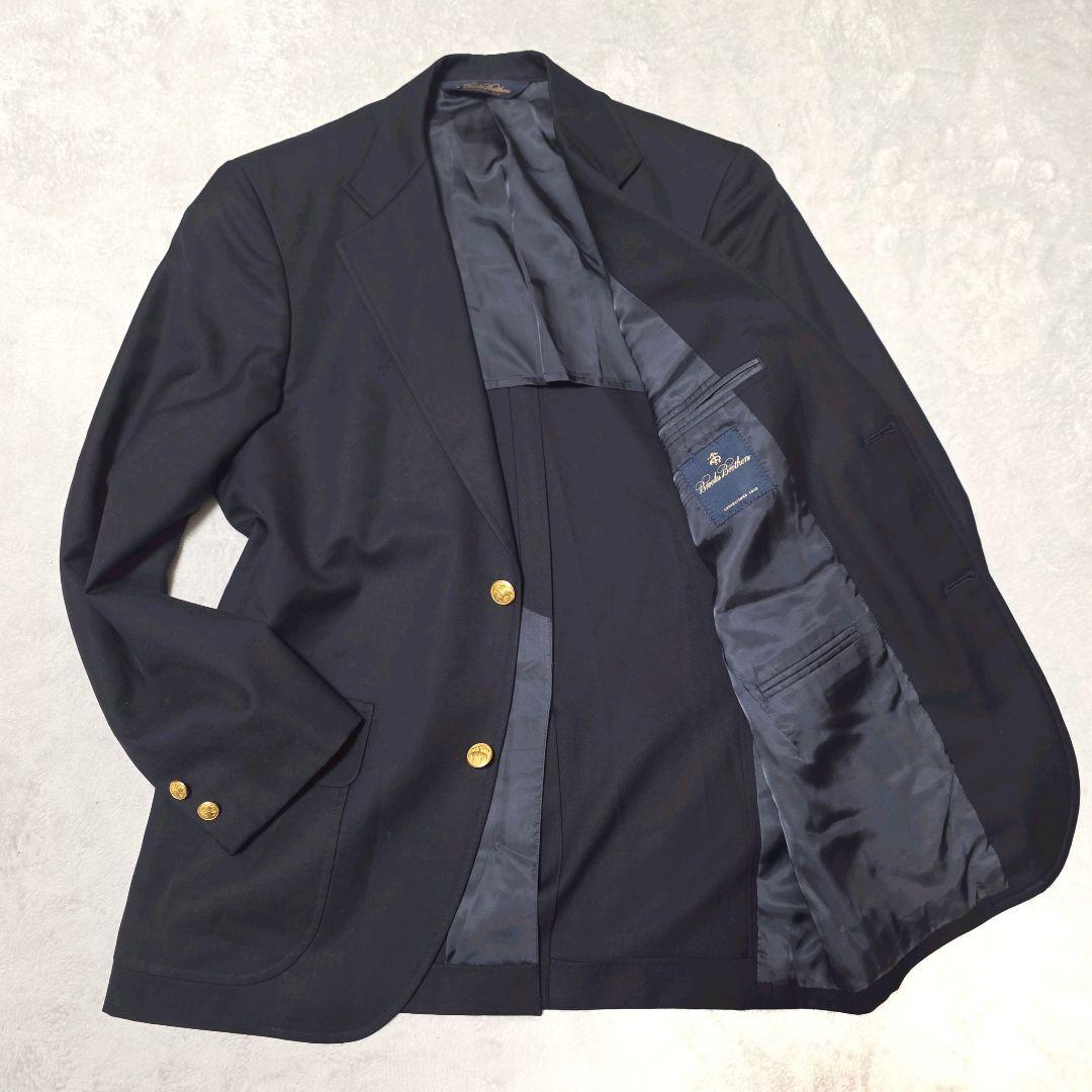 ブルックスブラザーズ 金ボタン 紺ブレ 段返りダークネイビー ロゴボタン 3B