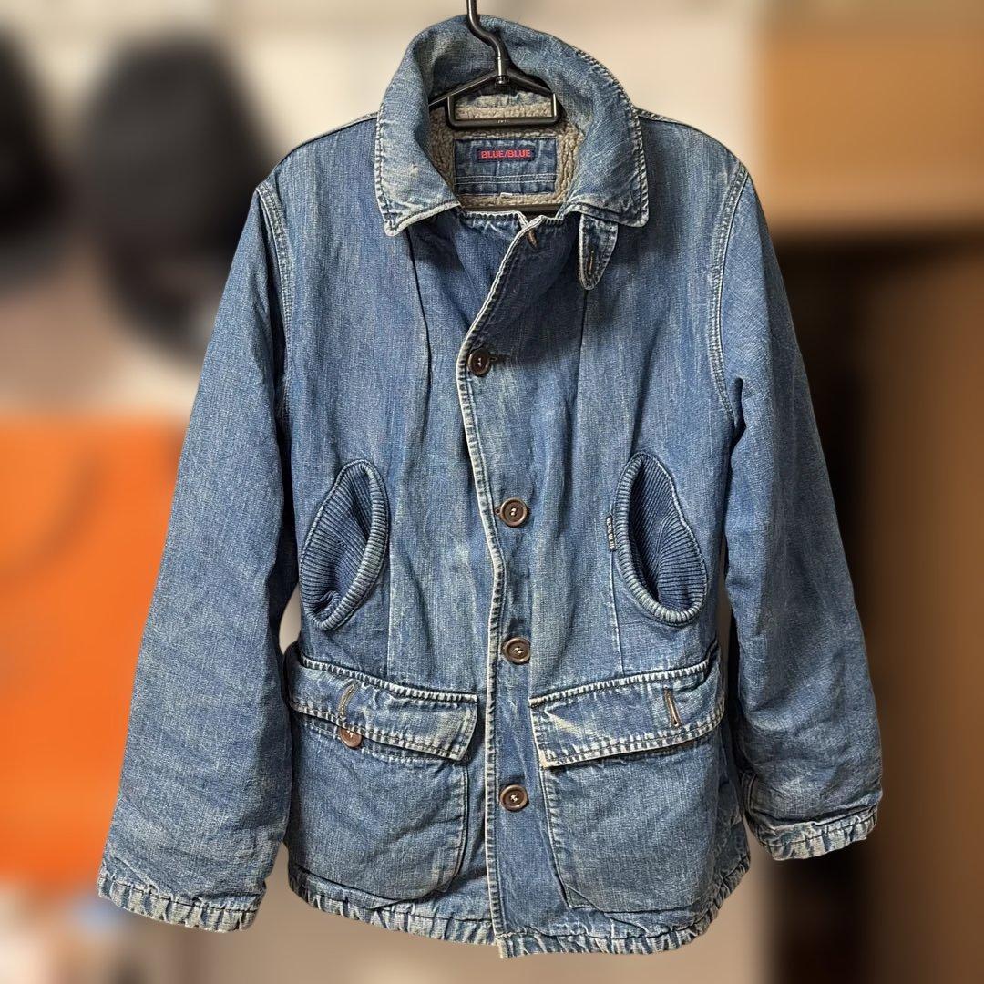 BLUE/BLUE デニム裏ボア珍形カバーオール ジャケット