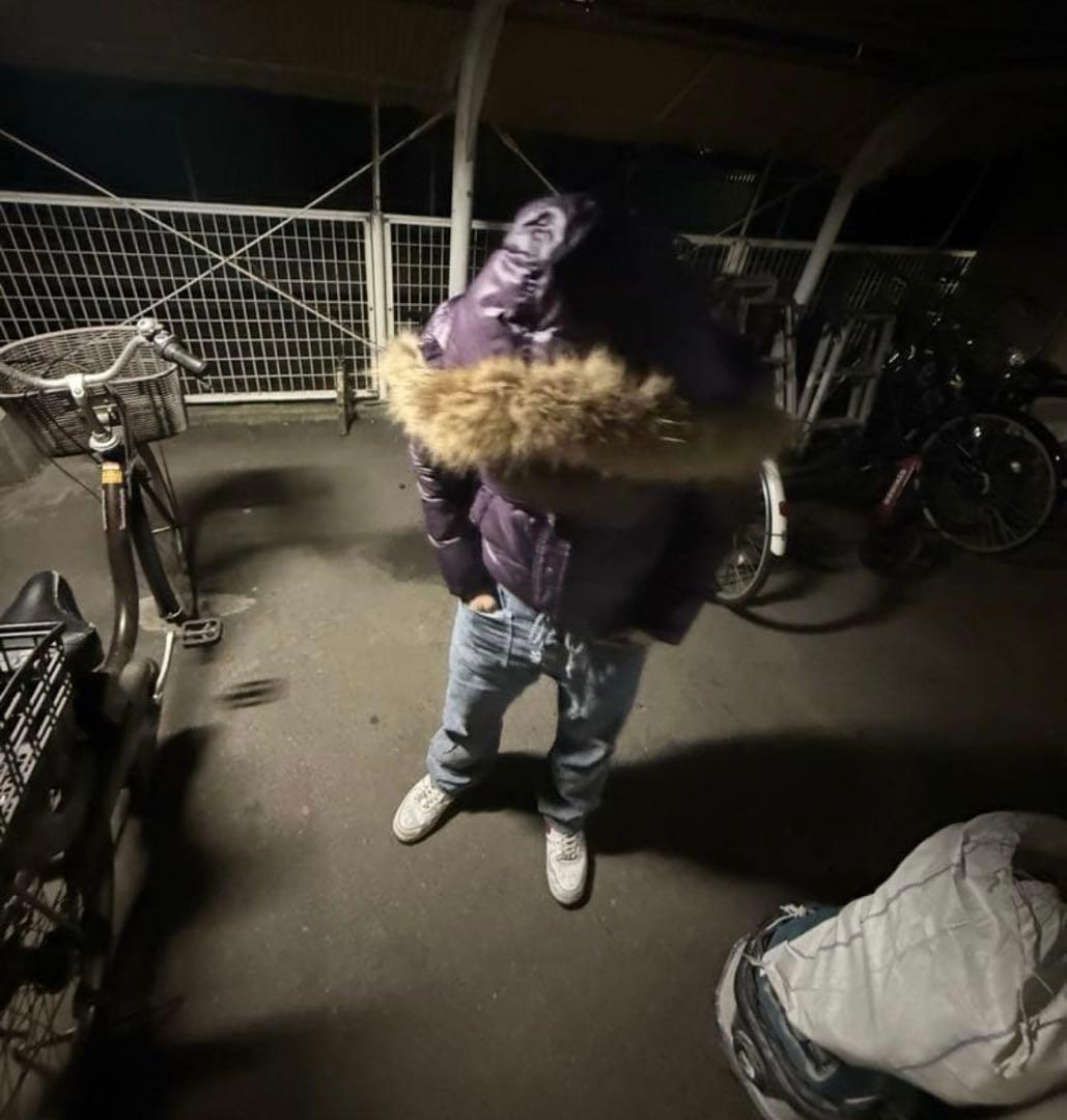 干し芋ファーダウンy2k 平成 お兄さん系パープル 光沢　エディ