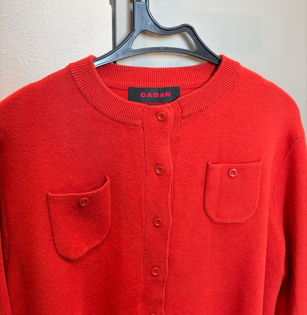 CABaN クルーネックカーディガン　レッド　S