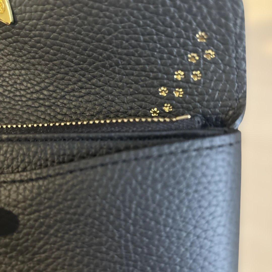 フィロソフィー猫牛革長財布ブラック新品金具金