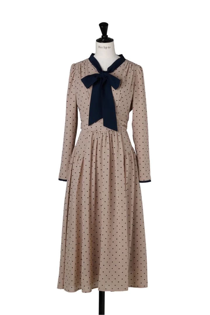 【大人気即完売品】Heart Dot Bow Tie Chiffon Dress