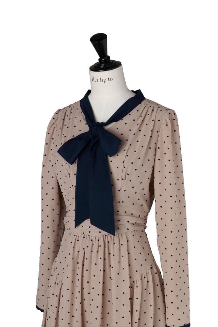 【大人気即完売品】Heart Dot Bow Tie Chiffon Dress