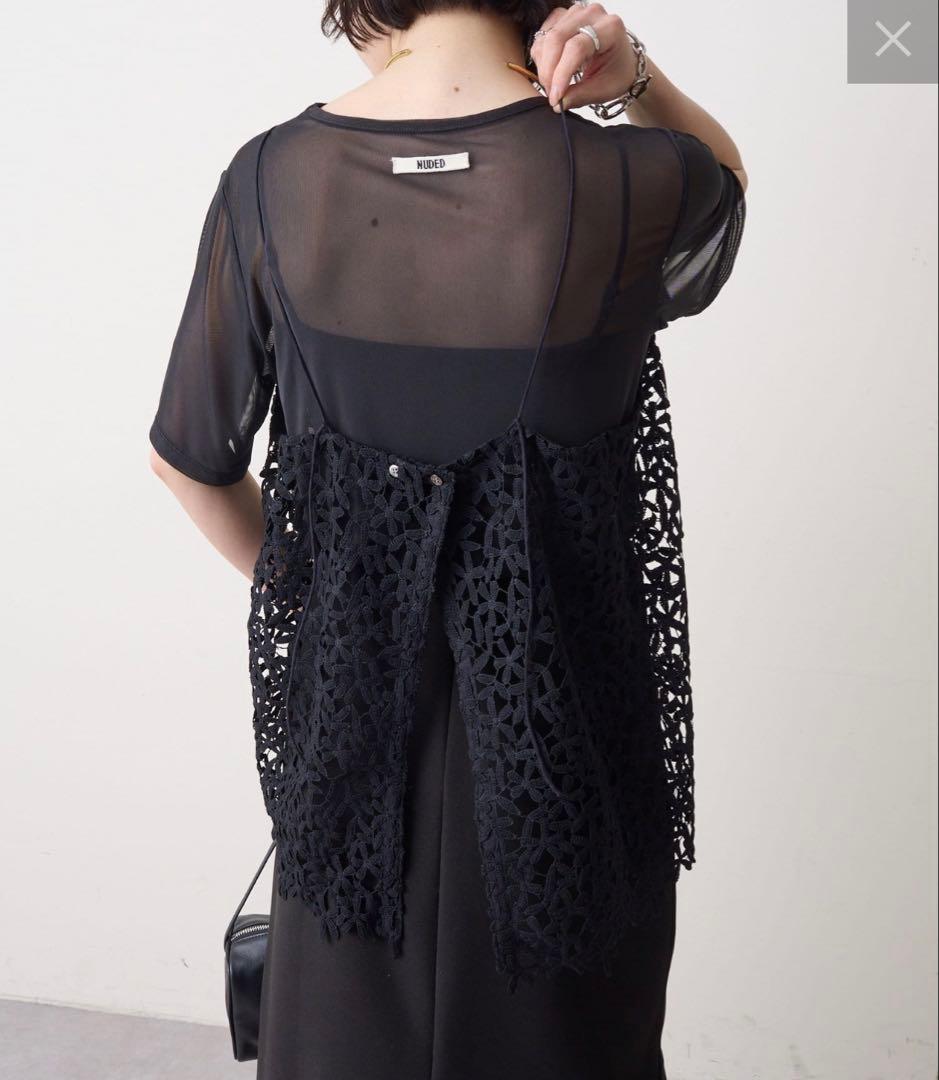 Omekashi レースオーバーキャミソール　ブラック