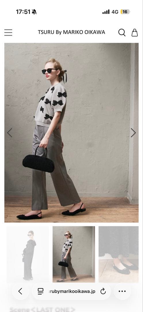 TSURU フリルデザイン ブラックミュール