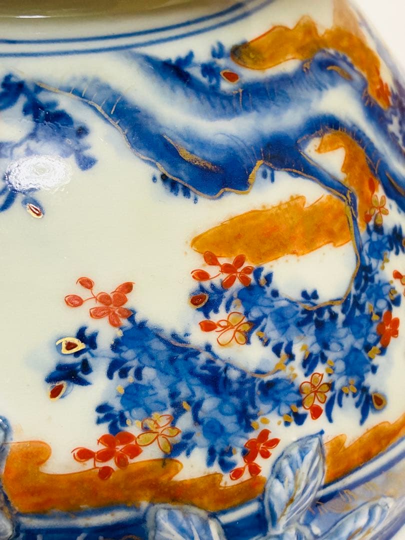 希少 明治有田焼 初代 南里嘉十 染錦上絵金彩花鳥文 スープチューリン