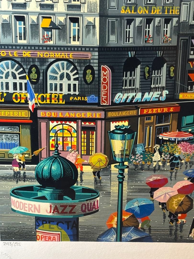 真作 ・ヤマガタ「メトロ」のシルクスクリーン243/295版画額装 直筆サイン