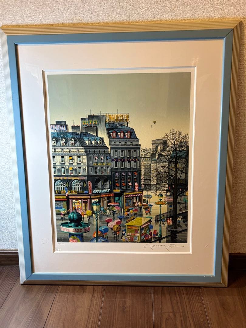 真作 ・ヤマガタ「メトロ」のシルクスクリーン243/295版画額装 直筆サイン