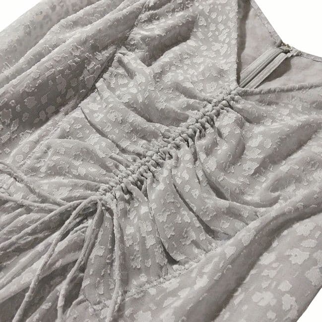 ジルスチュアート 総柄 ロングワンピース グレー フレア 長袖 ティアード