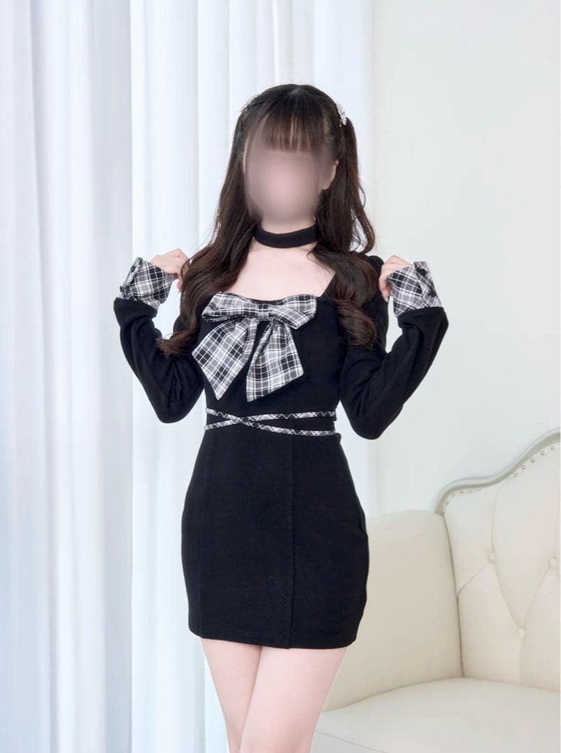 チェックリボンニットワンピース Nogenki BunnyLis