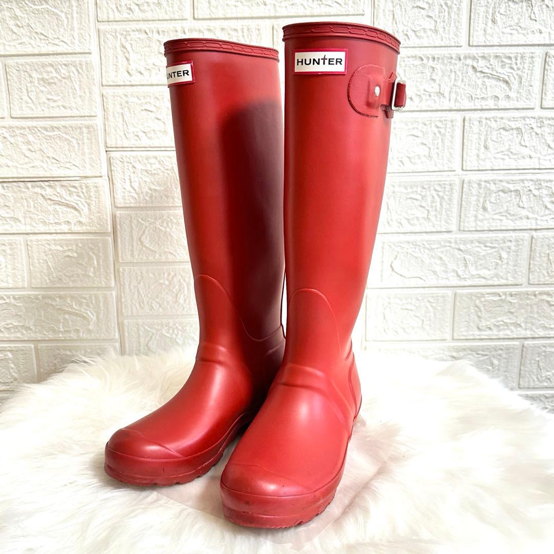 極美品✨HUNTER ハンター レインブーツ ロング 長靴 オリジナルトール 赤