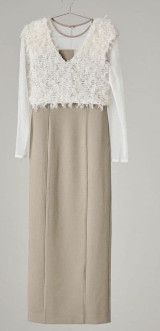 新品nianaフリンジグリッターベストセットドレス Lサイズ　結婚式　お呼ばれ