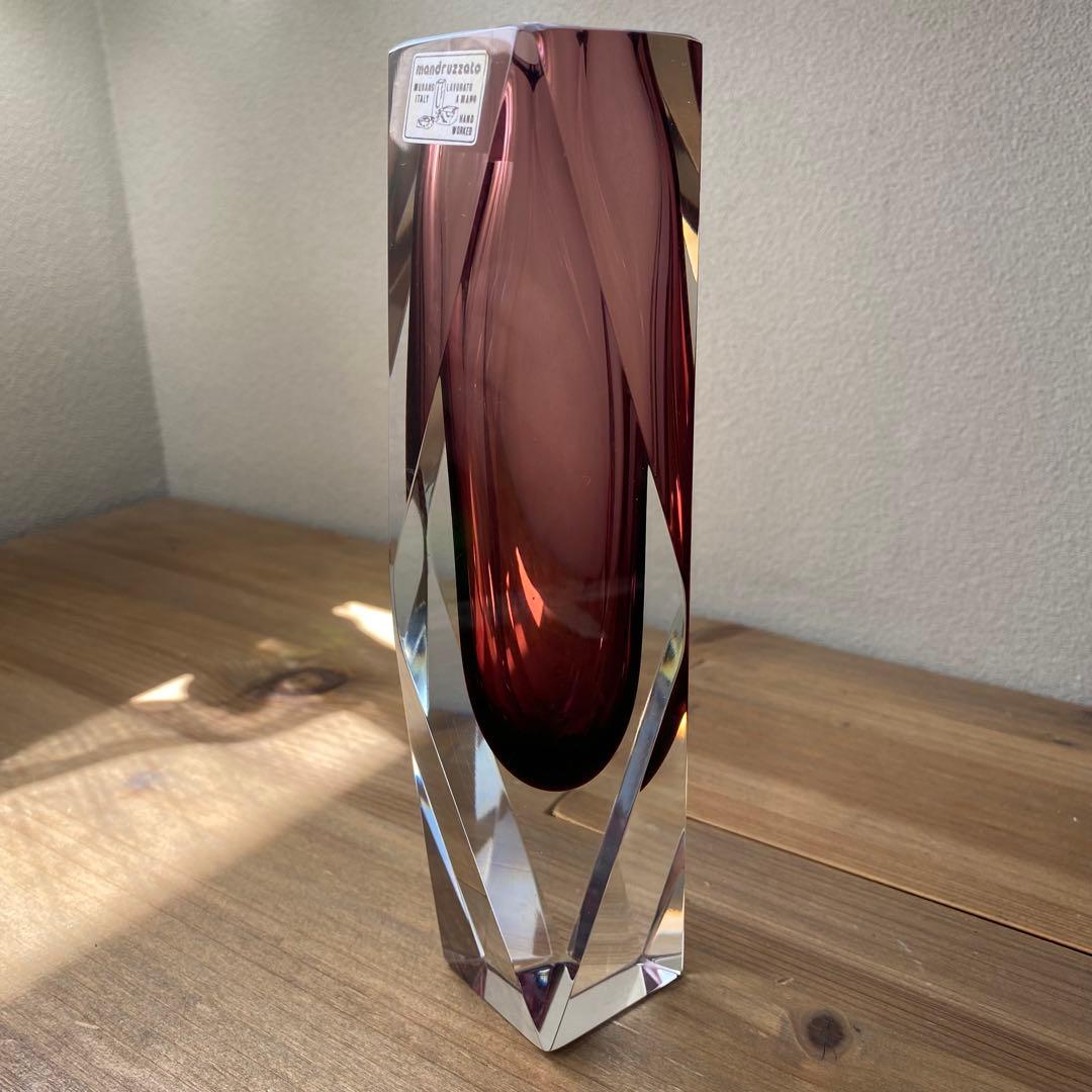 ソンメルソ　ムラーノ　赤紫　ムラノガラス　ベネチア　フラワーベース