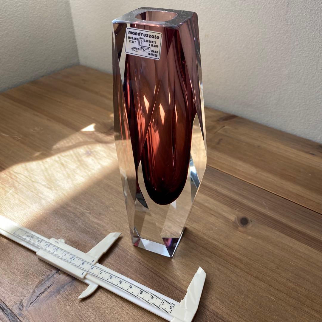 ソンメルソ　ムラーノ　赤紫　ムラノガラス　ベネチア　フラワーベース