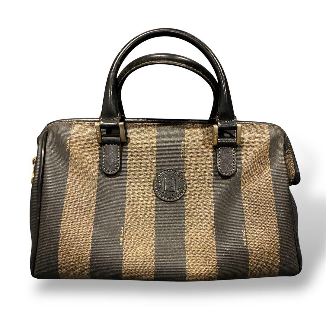 バッグ fendi pequin pattern mini boston bag