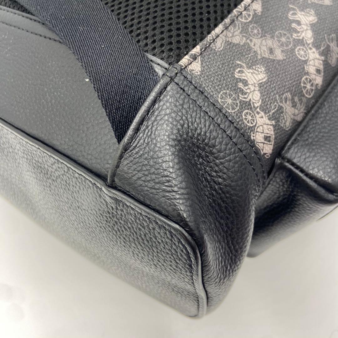 美品✨ コーチ ハドソン 馬車柄 バックパック レザー PVC 黒 89897