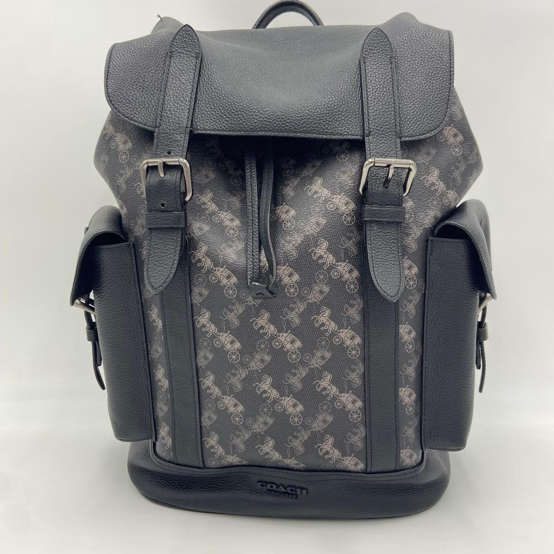 美品✨ コーチ ハドソン 馬車柄 バックパック レザー PVC 黒 89897