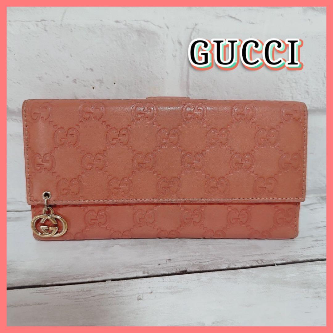 グッチシマ GUCCI 長財布 レザー GG柄　Gチャーム　ゴールド　正規品