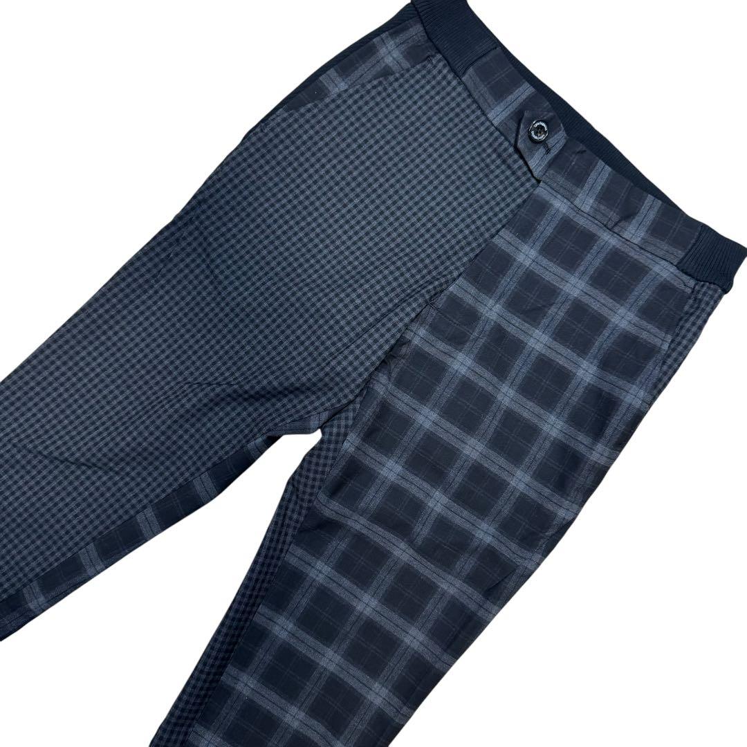 【美品】1piu1uguale3/クレイジーチェックリブパンツ/グレー系3