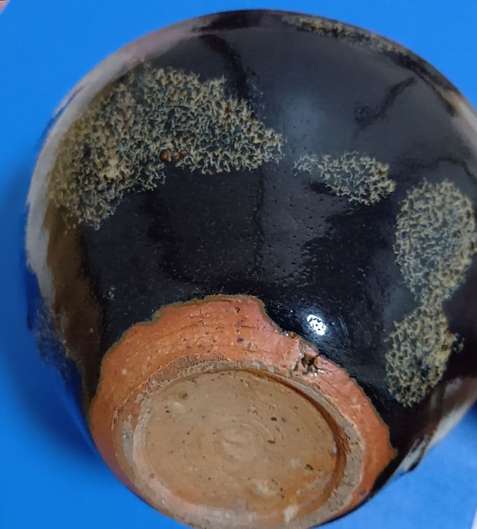 骨董品　天目茶碗　玳皮盞（たいひさん）茶道具　梅花鳳凰文瀬戸天目茶碗　極美品