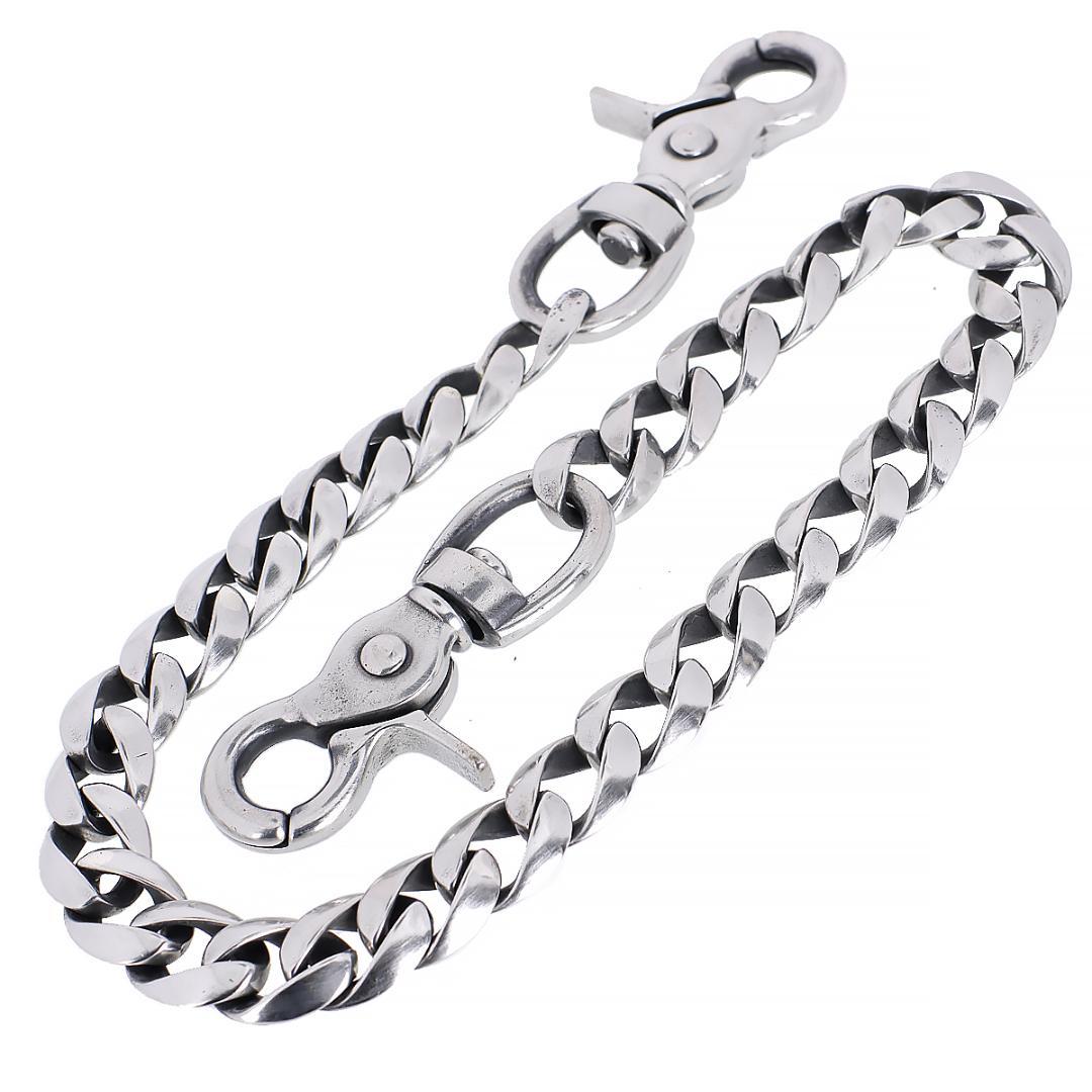 ジャーマンシルバー ウォレットチェーン 最高級 燻し加工 白銅 クラシック