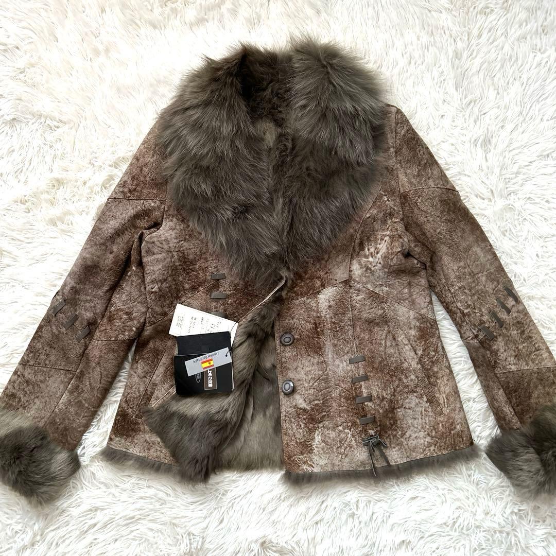 【新品】MASABARDO 毛皮ジャケット ラビット革 ブルーフォックスファーM