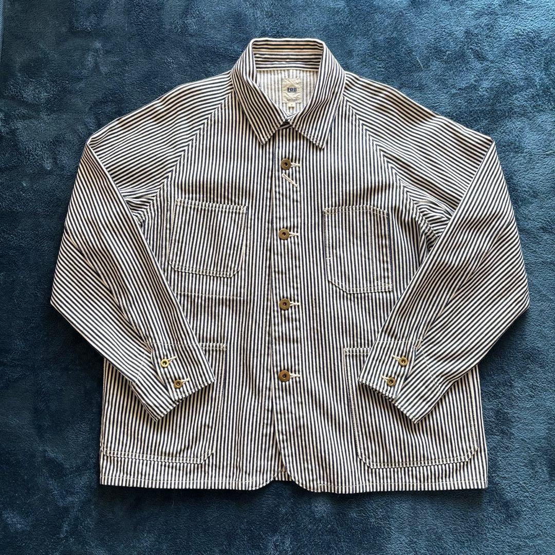 美品 FOB FACTORY F2410 ヒッコリー カバーオール L