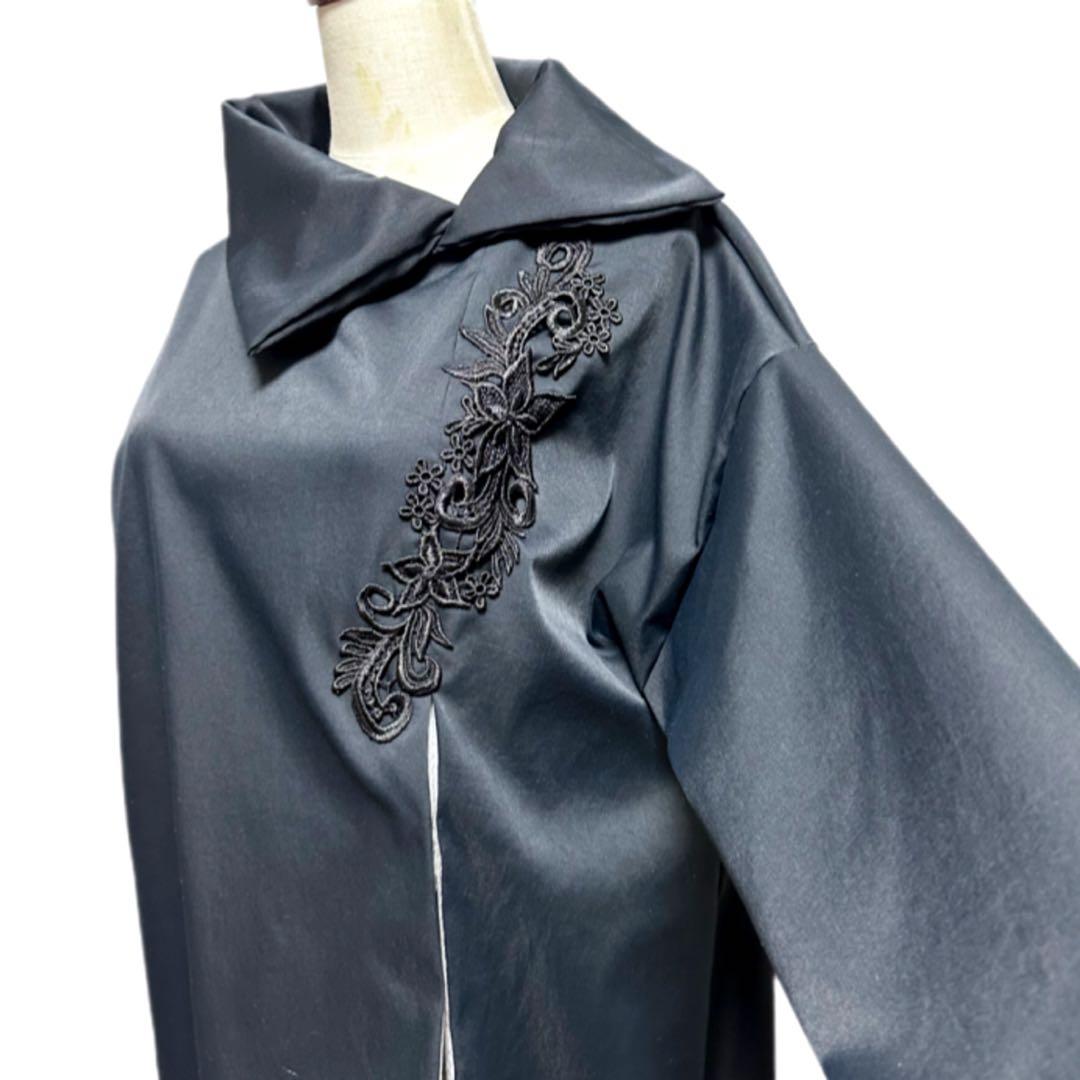 振袖　着物リメイク　ドレス　黒×金彩入り辻が花　和柄　ワンピース　ハンドメイド