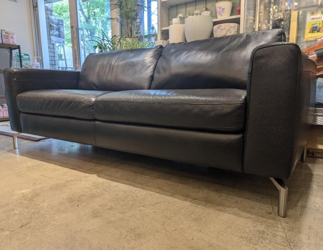 【極美品】 NATUZZI 3人 ソファ ITALIA ナツッジ イタリア 本革
